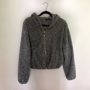 Gray furry jacket